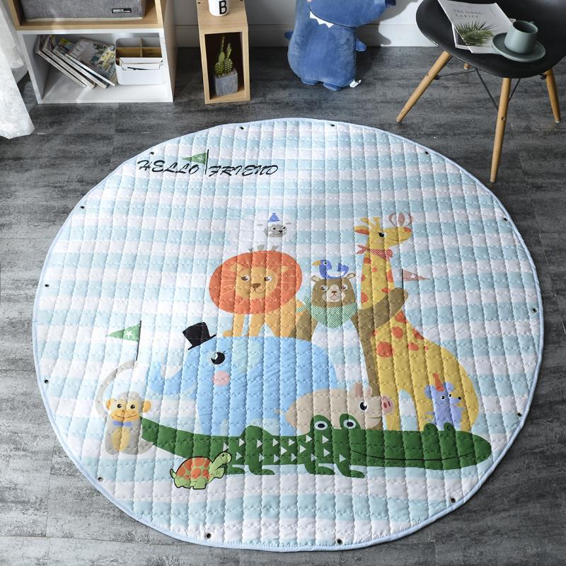 Round Fabric Baby Crawling Children's Play Mat, Toy Storage Blanket, Cotton Crawling Mat