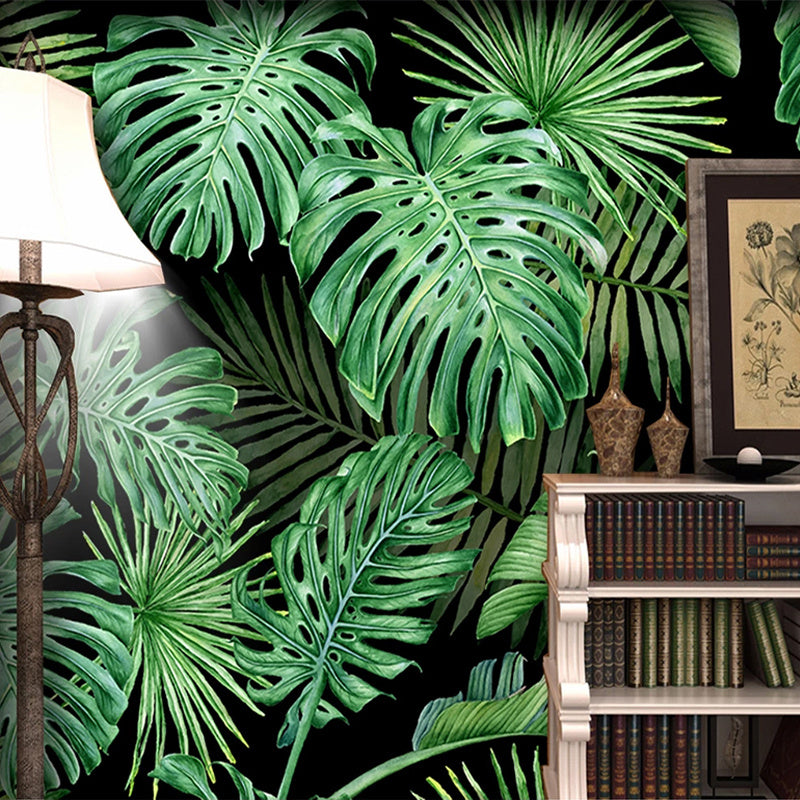 Nordic Green Plant Wallpaper Bedroom TV Background Wall