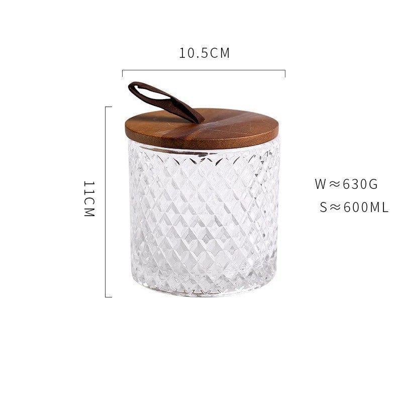 Embossed Glass Storage Box Beauty Egg Cotton Swab Storage Jar