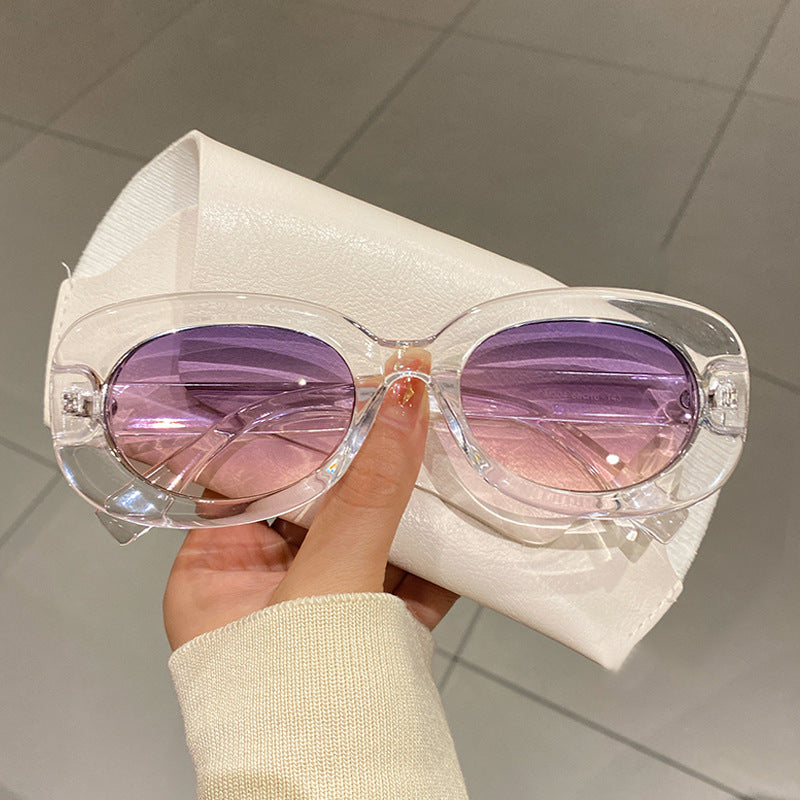 Simple Colorful Oval Frame Sunglasses