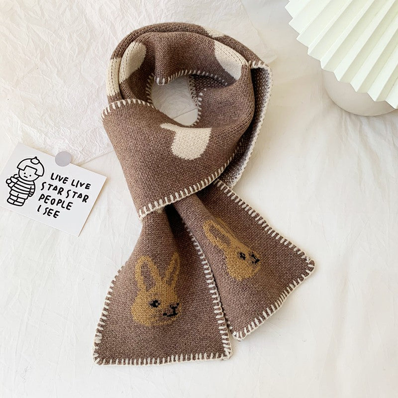 All-match Love Rabbit Short Warm Wool Knitted Scarf