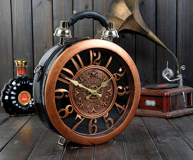 Ladies One Shoulder Alarm Clock Retro Handbag