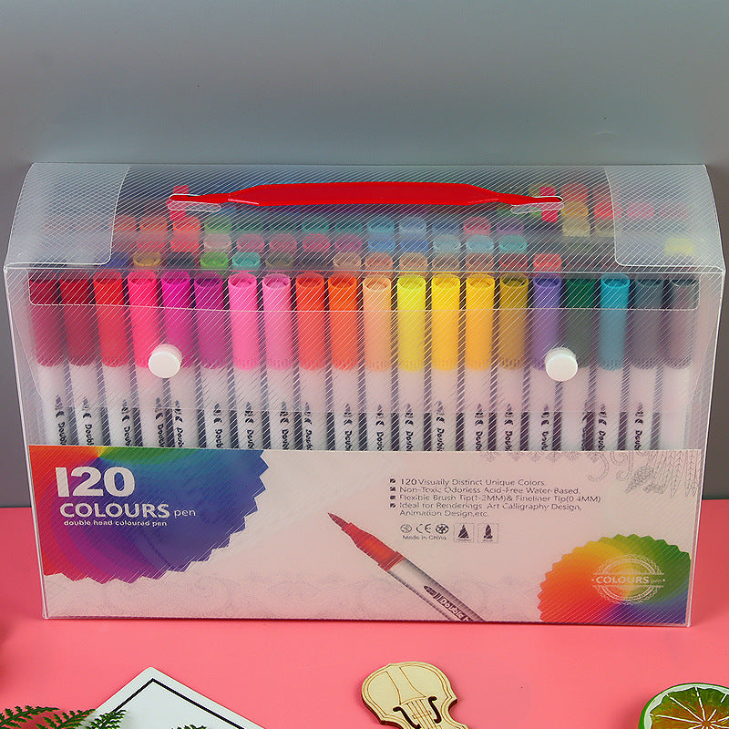Water Based Double Head Washable Color Line Marker Creative Watercolor Pen Set