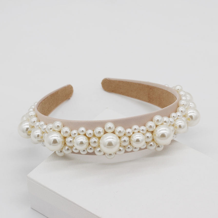 Braided large pearl hair band