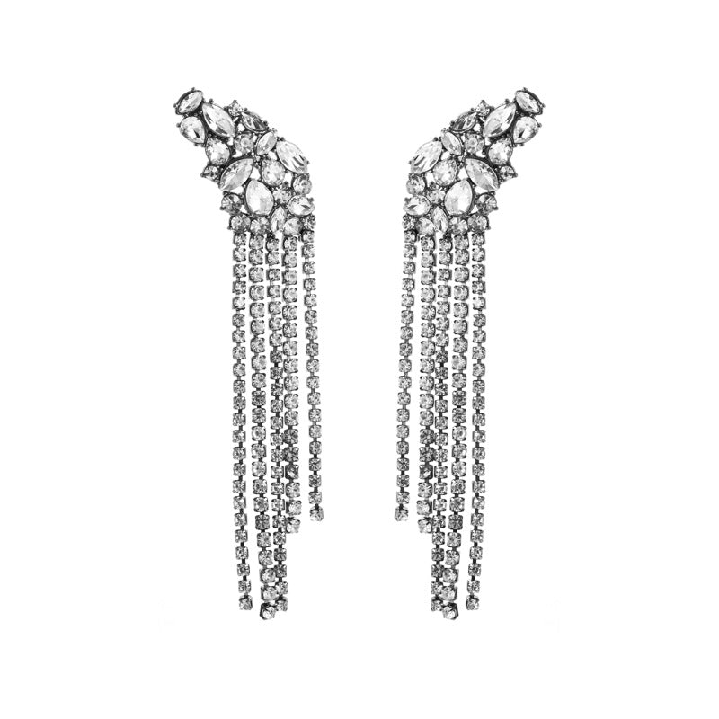 European And American Ins Earrings Exaggerated Long Alloy
