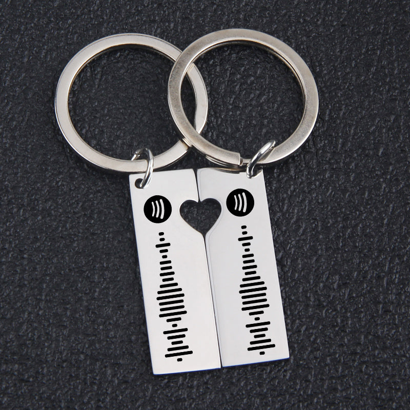 Laser engraved stainless steel keychain