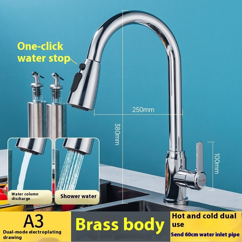 Black Rotatable Retractable Splash Proof Faucet