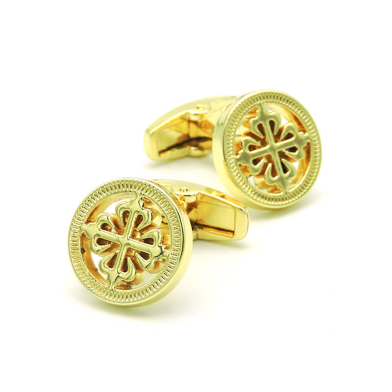 Men's Shirt French Cufflinks High Quality Enamel Vintage Pattern Laser Metal Cube Cufflinks