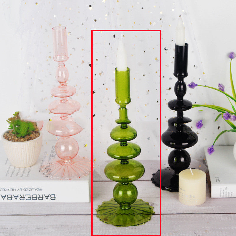 Porte-bougie créatif en verre soufflé à la main, ornement de maison