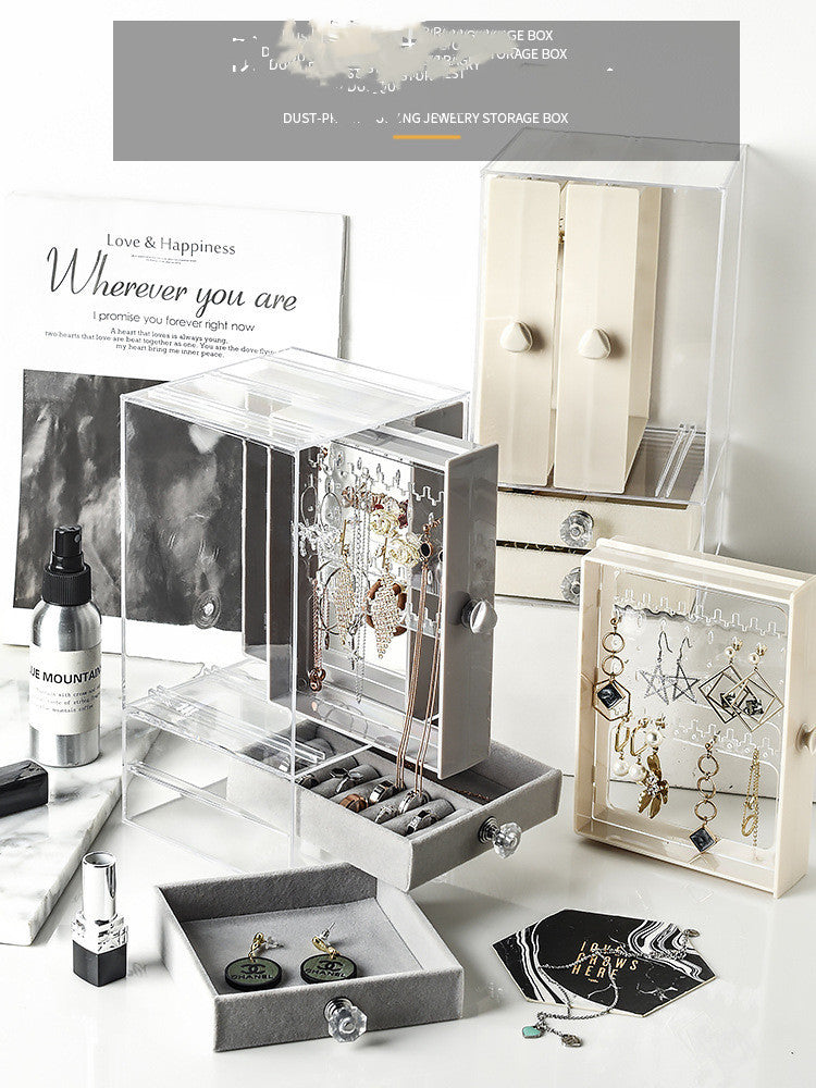 Transparent Jewelry Storage Box Jewelry Organizer Dustproof Display