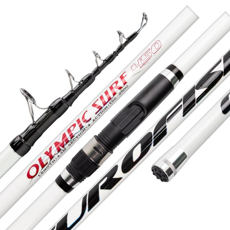 Canne à pêche télescopique dure en carbone haut module pour lancer loin en mer