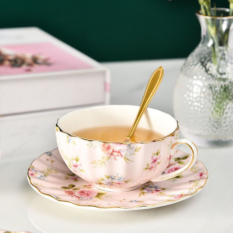 Ceramic Flower Tea Cup Coffee Suit Household Watchband Spoon