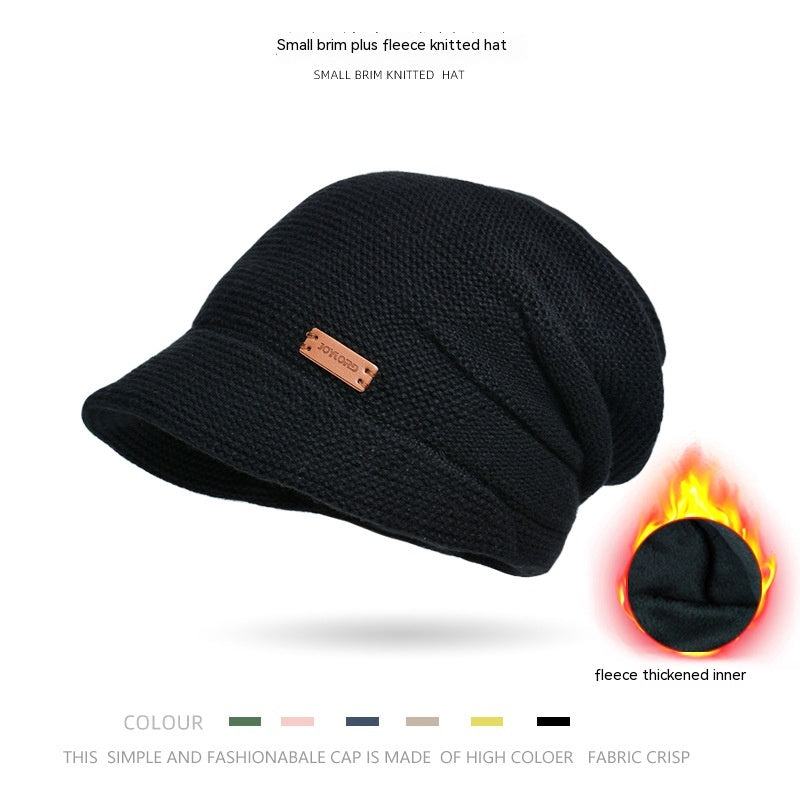 Fleece-lined Pile Heap Cap Female Outdoor Keep Warm Pullover Hat Confinement Cap