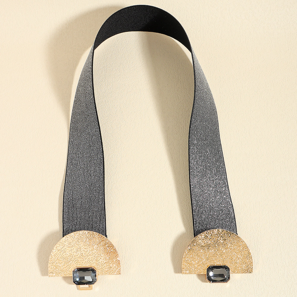 Ceinture Élastique Femme Tendance Brillante avec Perles, Ceinture Décorative pour Jupe, Housse de Taille Simple et Haut de Gamme