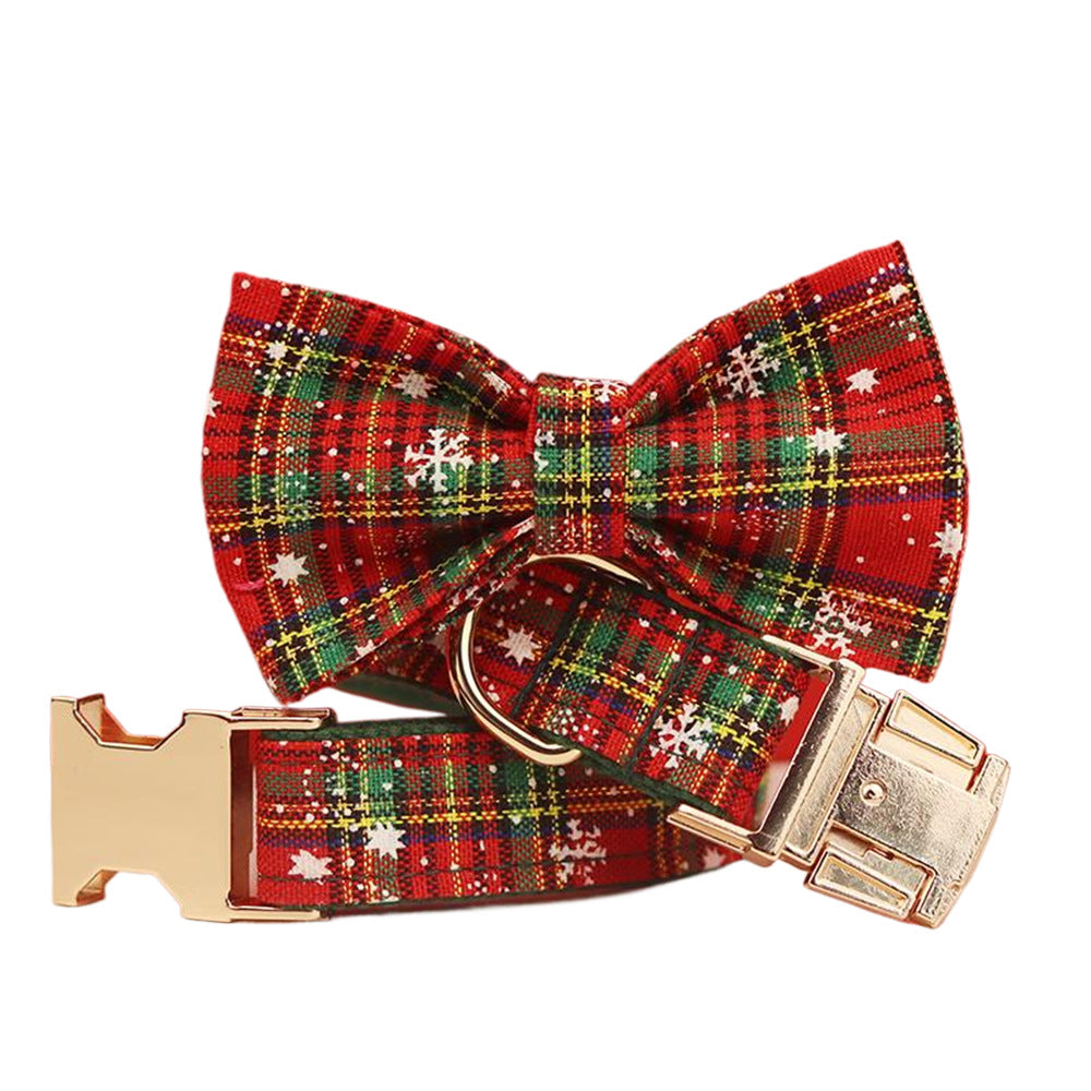 Green Background Snowflake Christmas Pet Collar