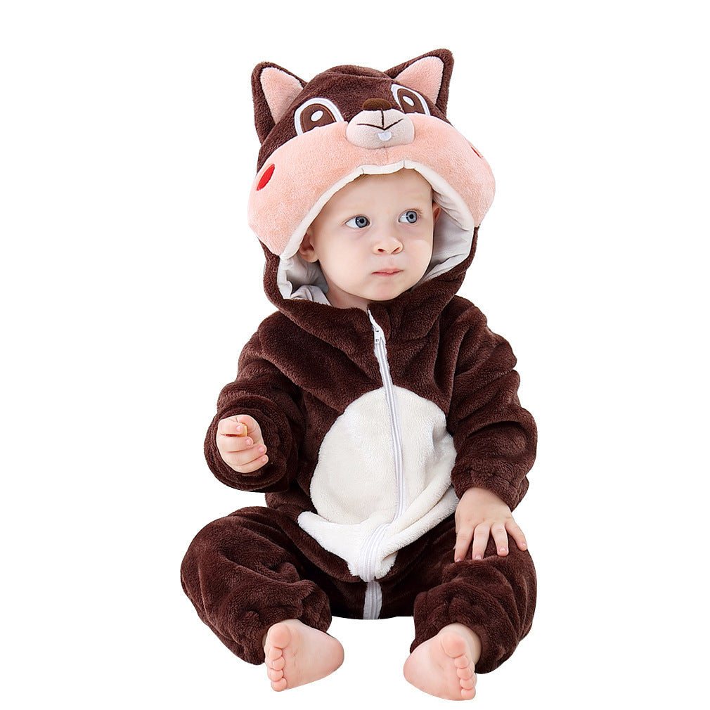 Baby Flannel Animal Pajamas Outwear Jumpsuit