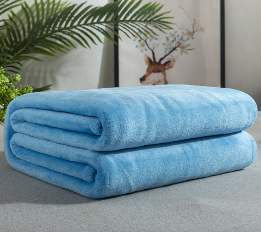 Solid Color Flannel Blanket Summer Air-conditioning Blanket Office Nap Blanket