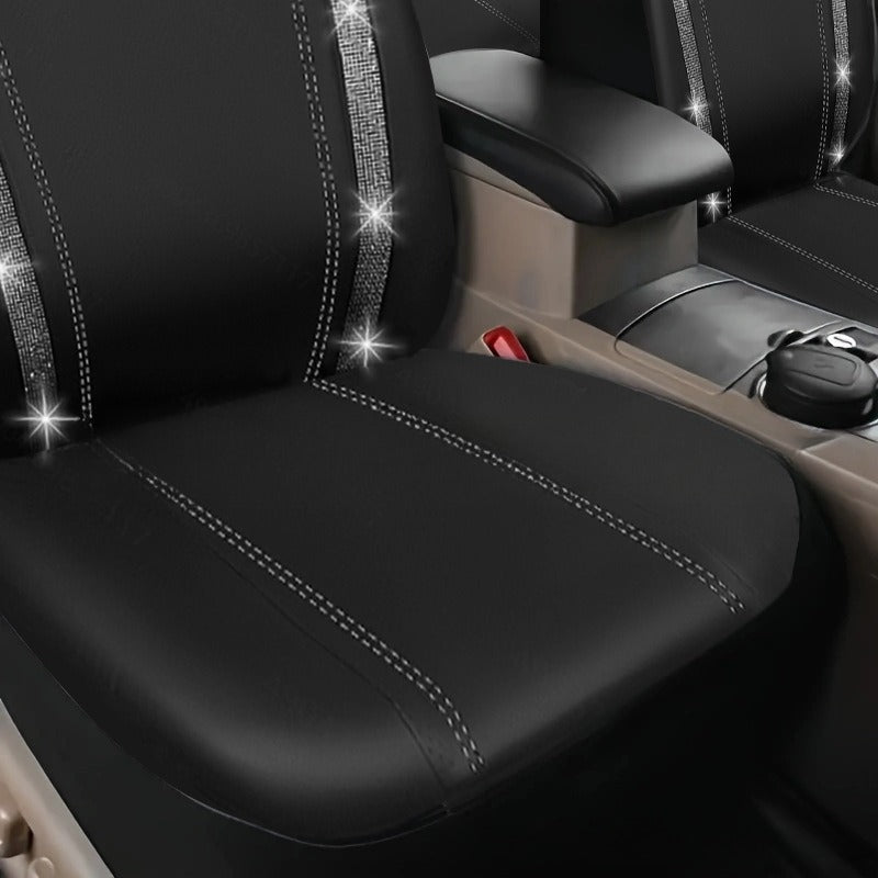 Car Diamond Stereo Rhinestone Non-slip Universal PVC Waterproof Seat Cover