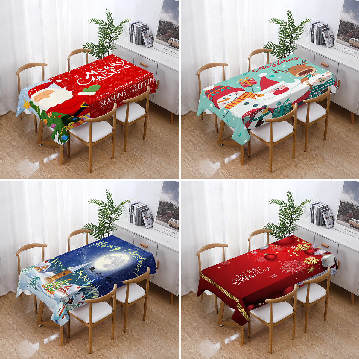 Printed Christmas Polyester Tablecloth Rectangular