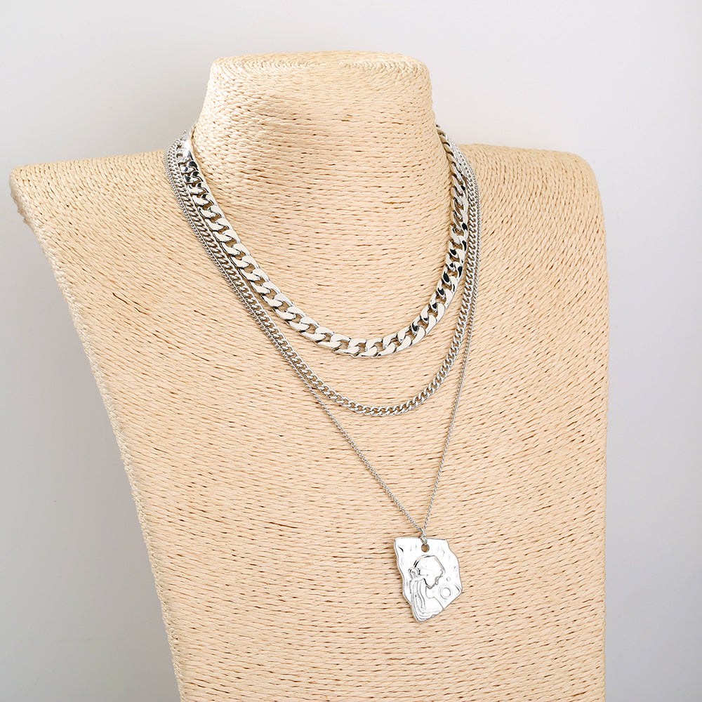 Nk Chain Character Tag multi-layer necklace
