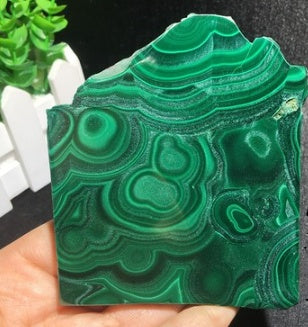 Natural Malachite Green Grinding Slice Mineral Specimen Ornamental Stone
