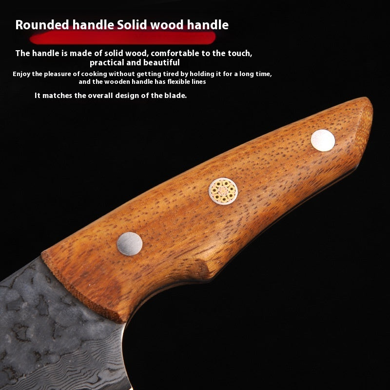 Damascus With Steel In The Middle Meat Cutting Fishing Camping Knife