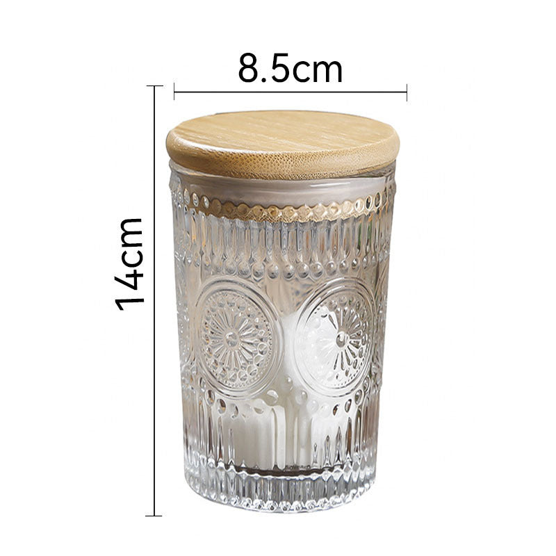 Bocal de rangement rétro en verre estampé hermétique