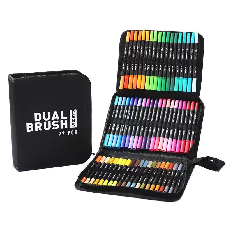 Double-headed Mark Watercolor Pens Set Color Hook Line Painting Soft-headed Pen
