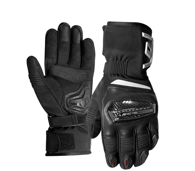 Guantes de moto para hombre, anticaídas, de cuero genuino y fibra de carbono.