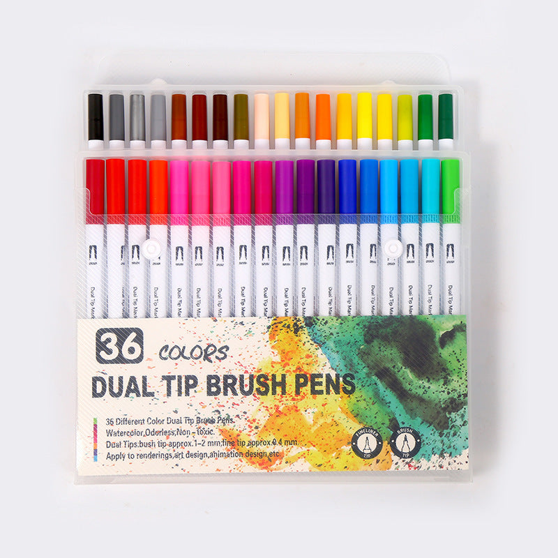 Double-headed Mark Watercolor Pens Set Color Hook Line Painting Soft-headed Pen