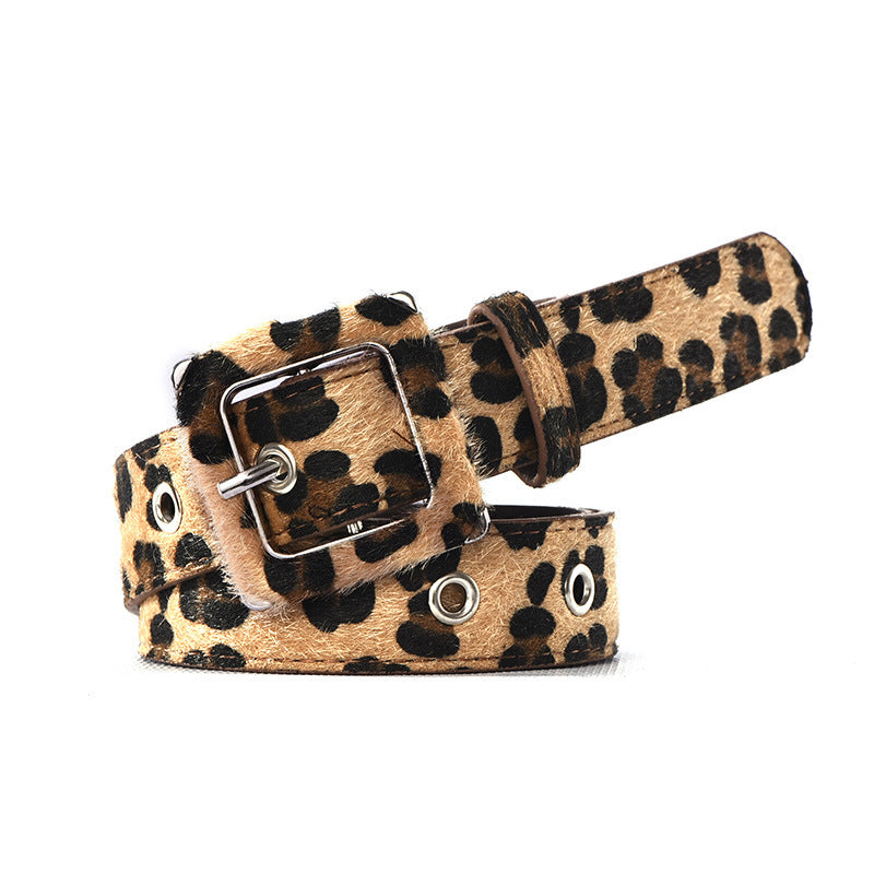 Ceinture léopard à la mode pour femme avec boucle ardillon décorative