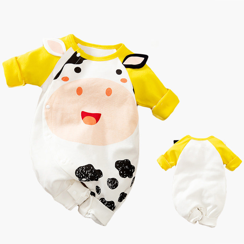Grenouillère Bébé Dessin Animé en Coton à Manches Longues et Boutons Pression