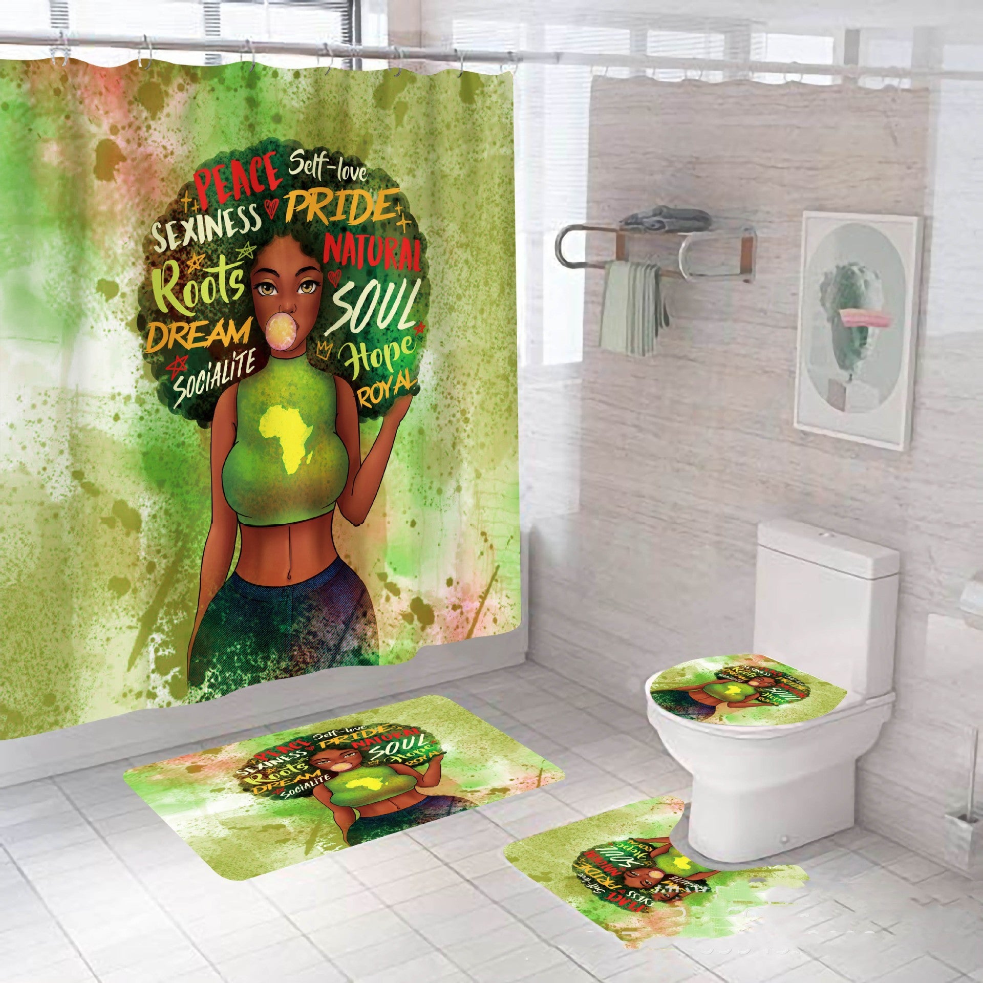 Digital Printing Shower Curtain Waterproof Household