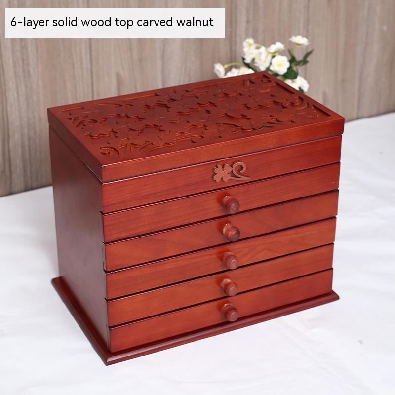 Vintage Drawer Style Large Capacity Lockable Jewelry Storage Box