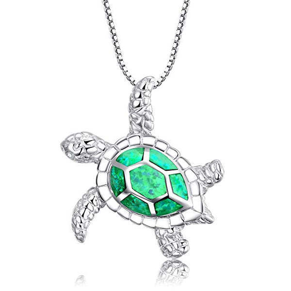 Women's European And American Fashion Blue Opal Turtle Necklace