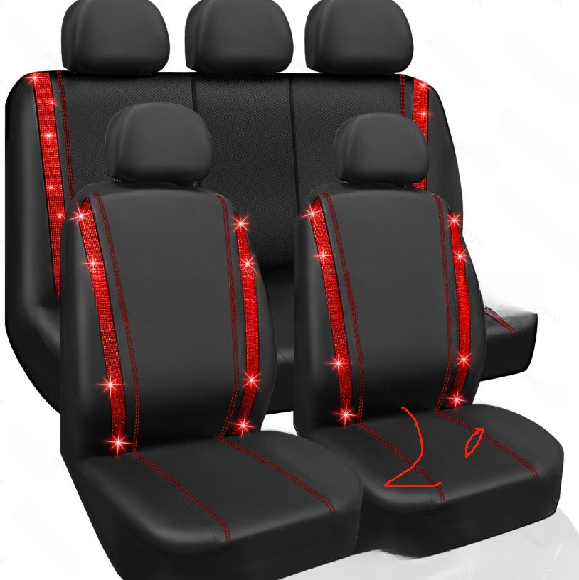 Car Diamond Stereo Rhinestone Non-slip Universal PVC Waterproof Seat Cover