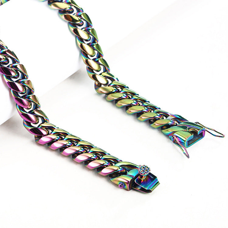 Tempered Necklace Colorful Cuban Chain