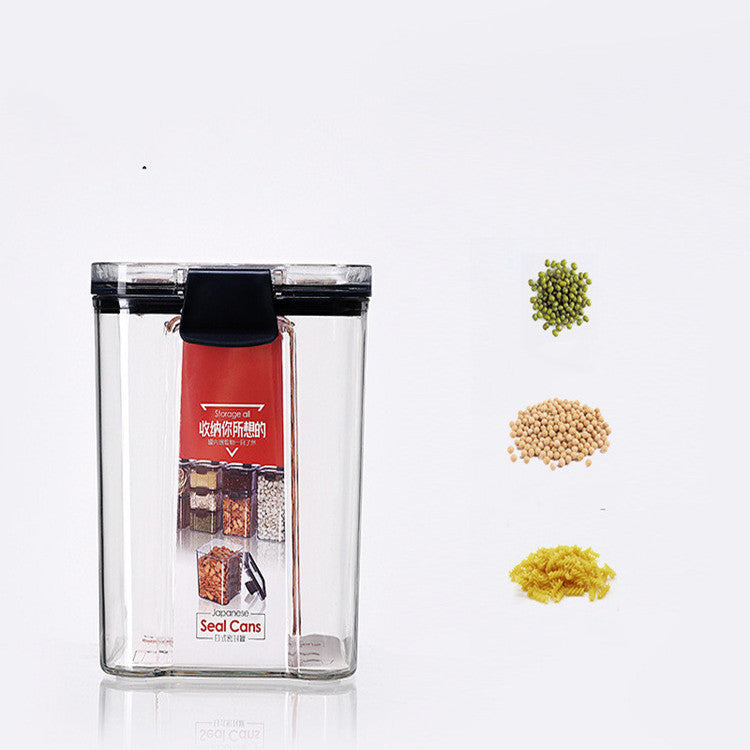 Bocaux de cuisine carrés transparents en plastique avec couvercle, boîte de rangement pour céréales