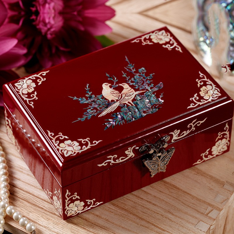 Mother-of-pearl Lacquer Wedding Gift Wooden Jewelry Box