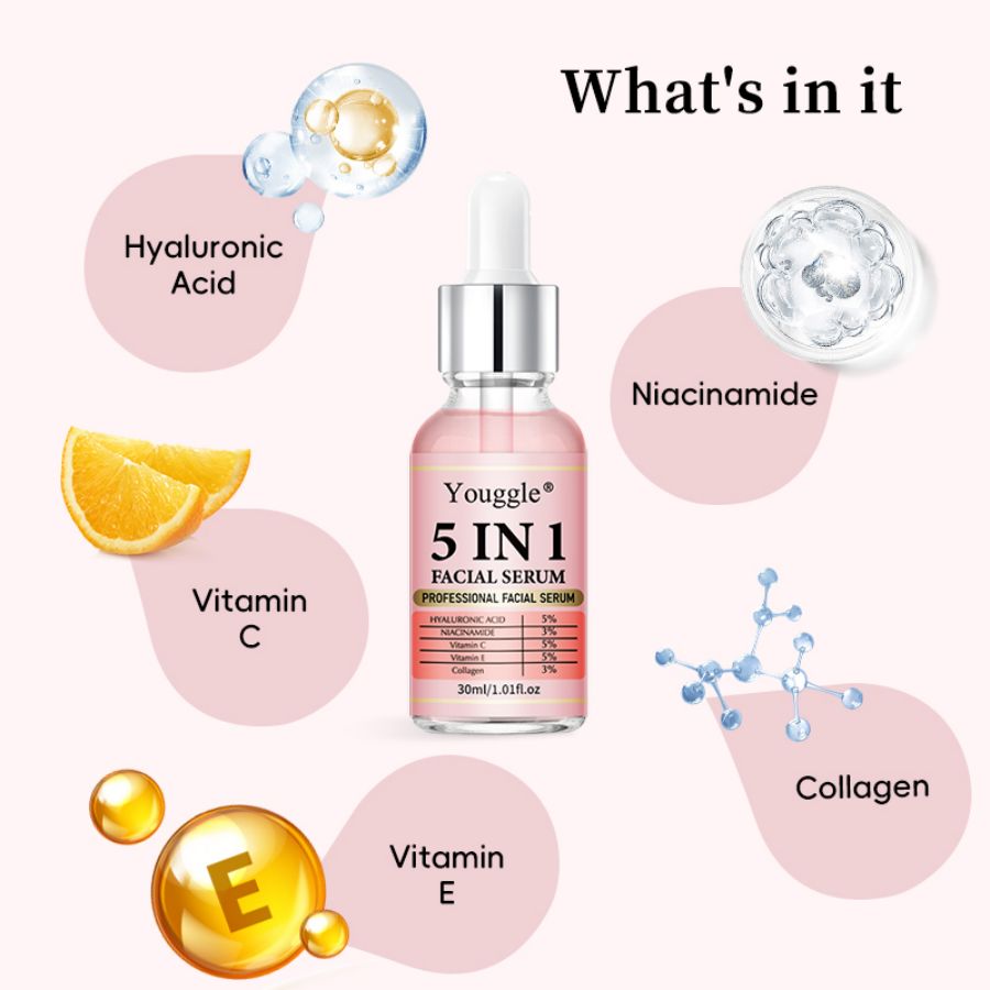 OEM ODM Private Label 5-in-1 Face Serum Complete Skin Transformation Solution