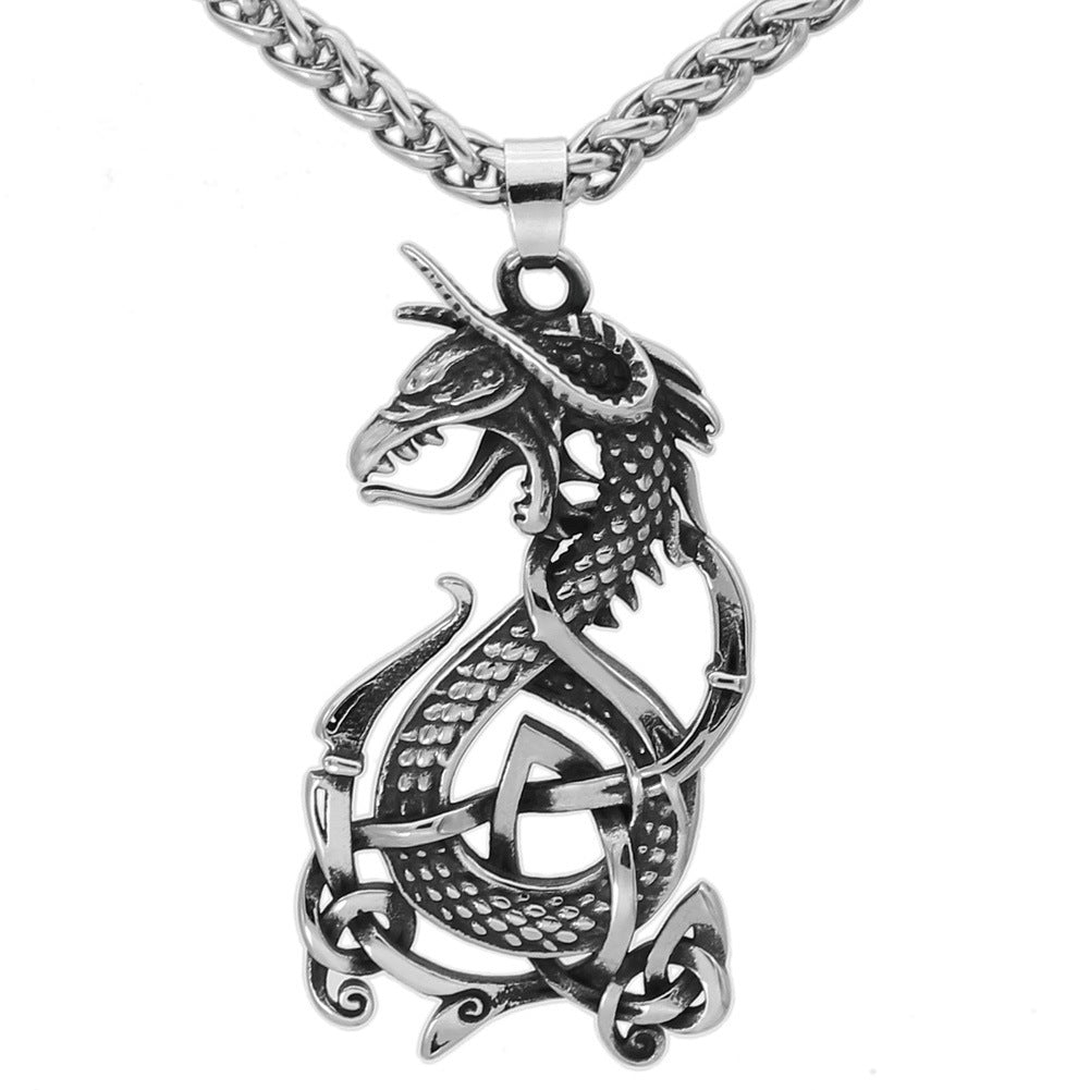 Vintage Titanium Steel Dragon Pendant