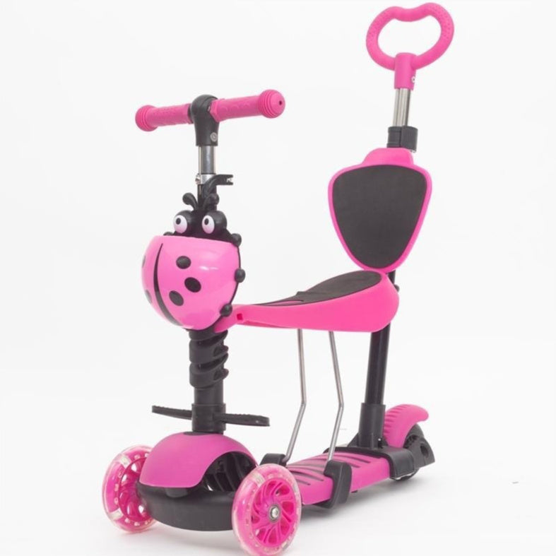 Three-wheeled Children's Scooter With Push Rod