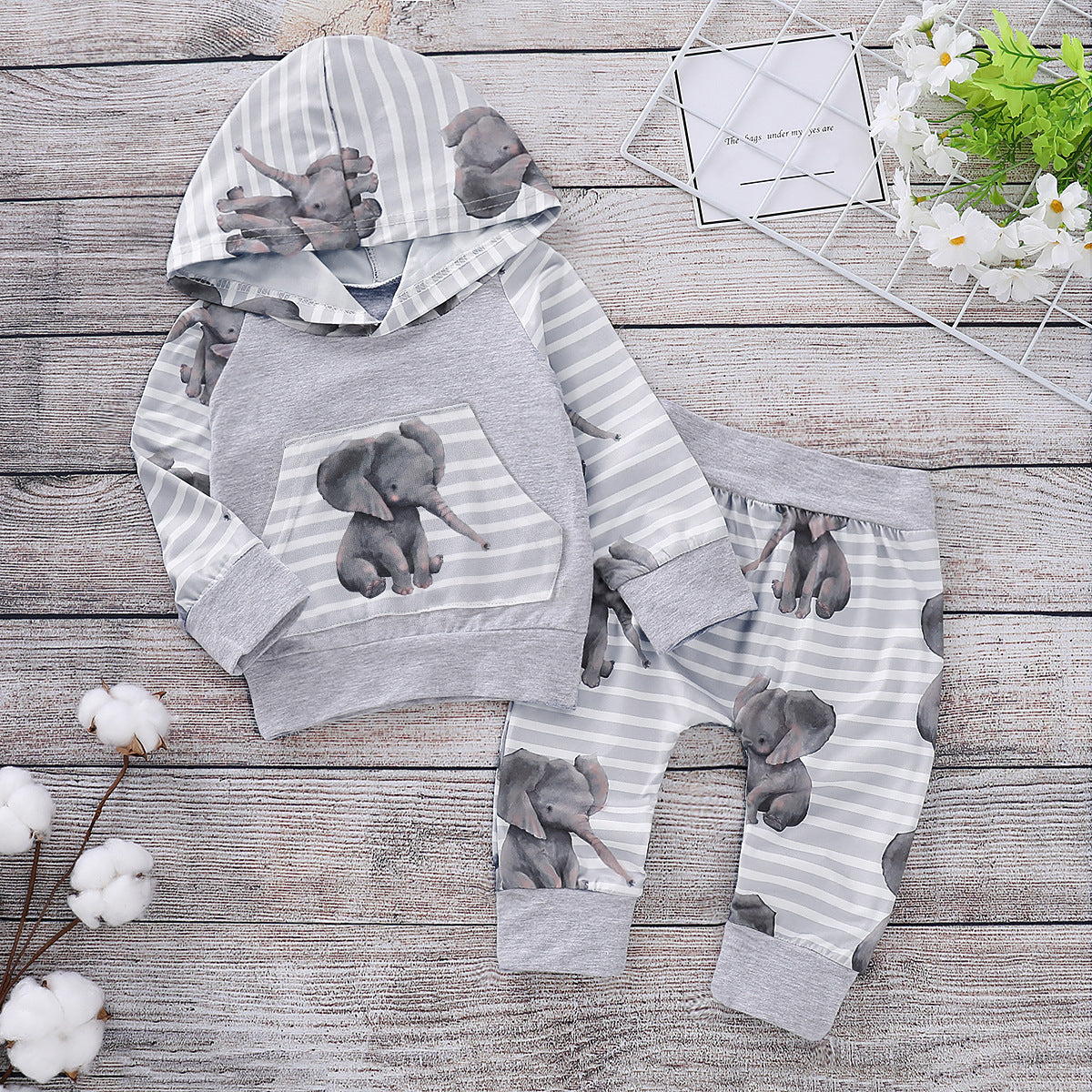 Modèle explosif de vêtements pour enfants, bébé éléphant avec capuche, costume en stock