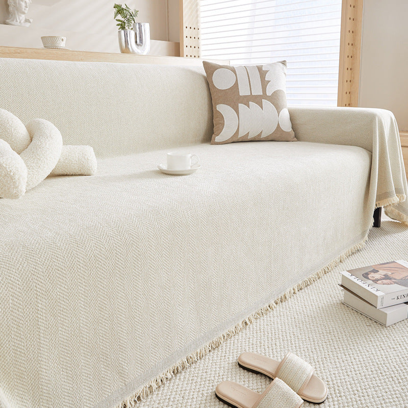 Herringbone Pattern Anti-scratching Four Seasons Universal Sofa Cover Cloth
