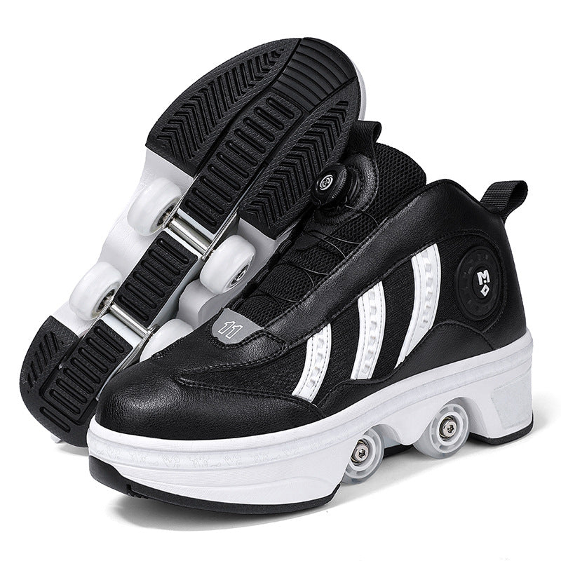 Double Row Pulley Heelys Four-wheel Walking