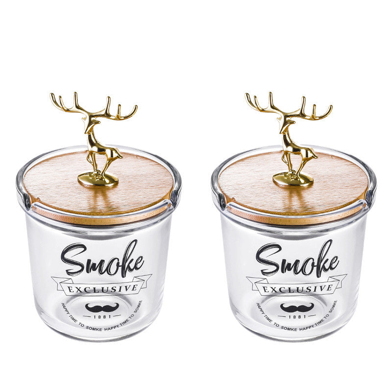 Creative Deer Head Ashtray With Cover