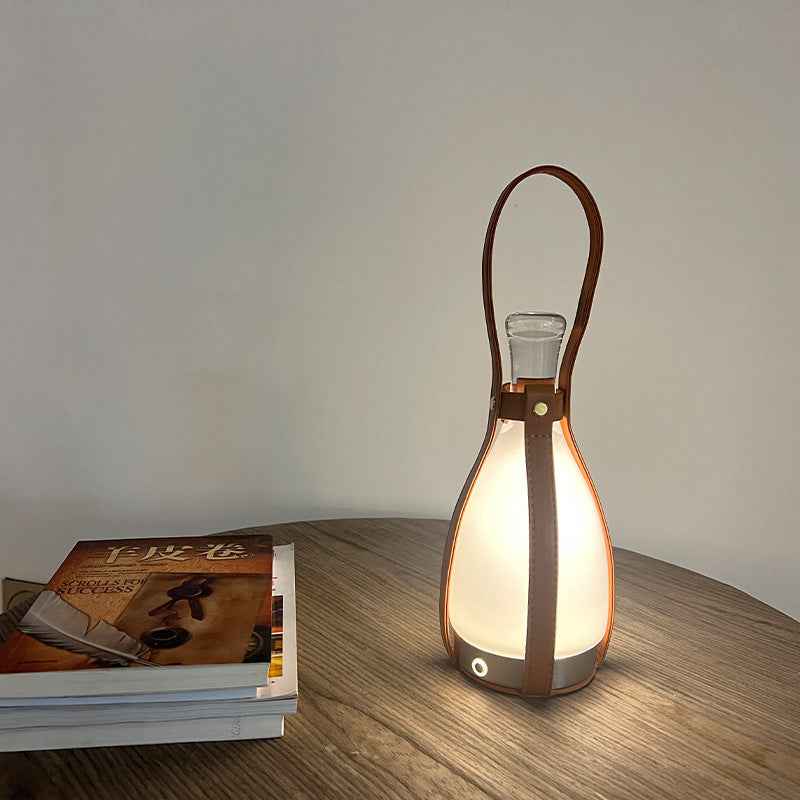 Simple Charging Lamp Leather Bedside Dimming Night Light