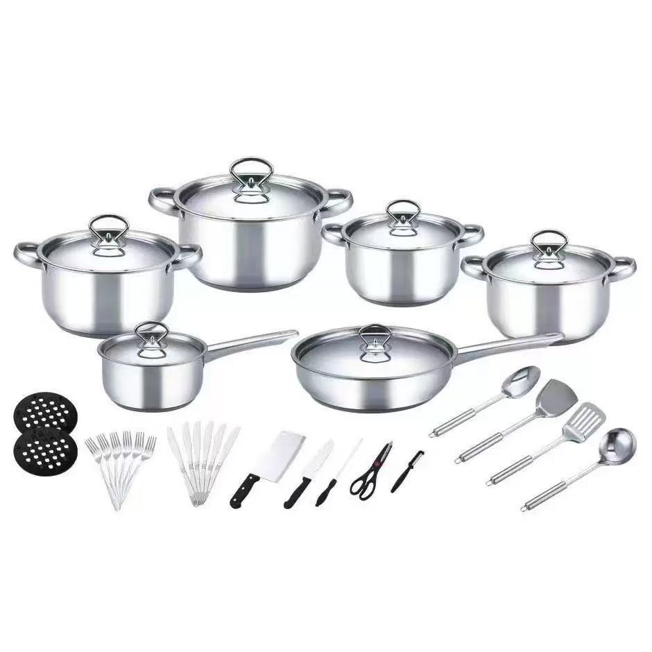 Thickened 15PCs Stainless Steel All Steel Pan Set