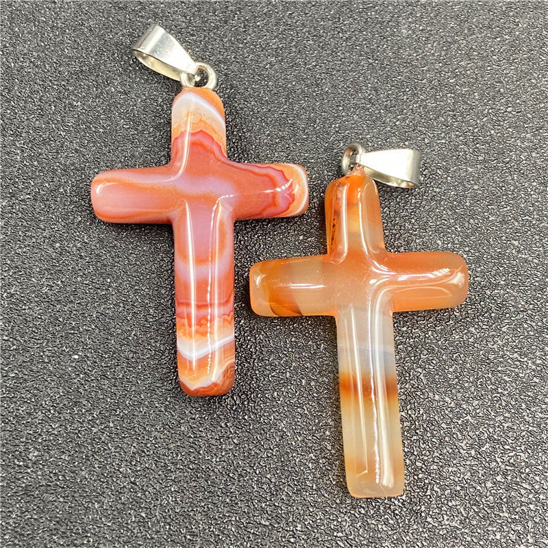 Natural Stone Powder Crystal Agate Semi-precious Stone Cross