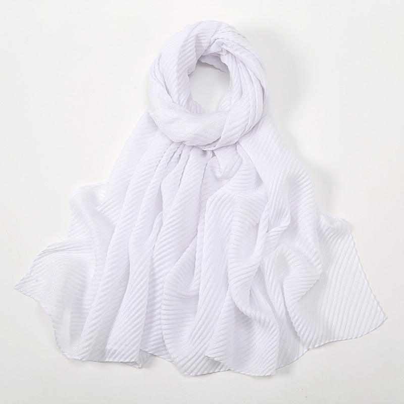 Pure Color Crumpled Polyester Soft Women's Casual Scarf